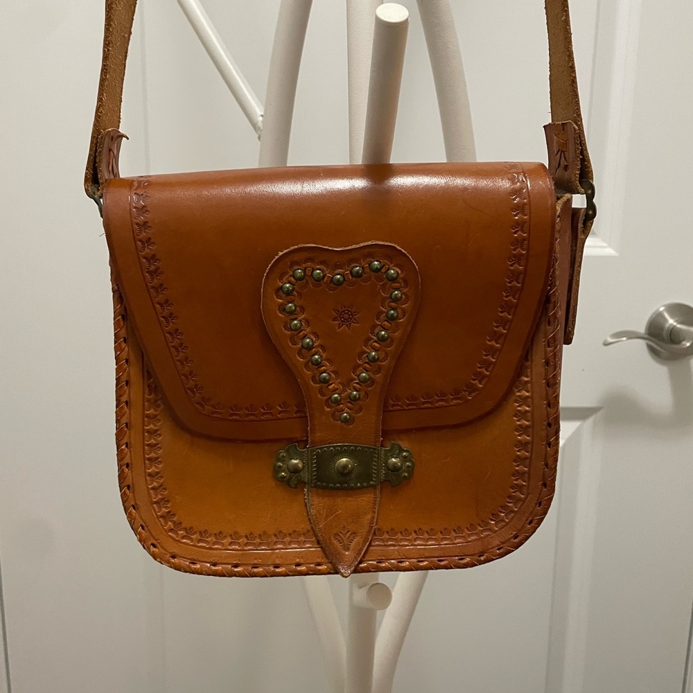 Brown Leather Boho/Cowgirl Crossbody Bag